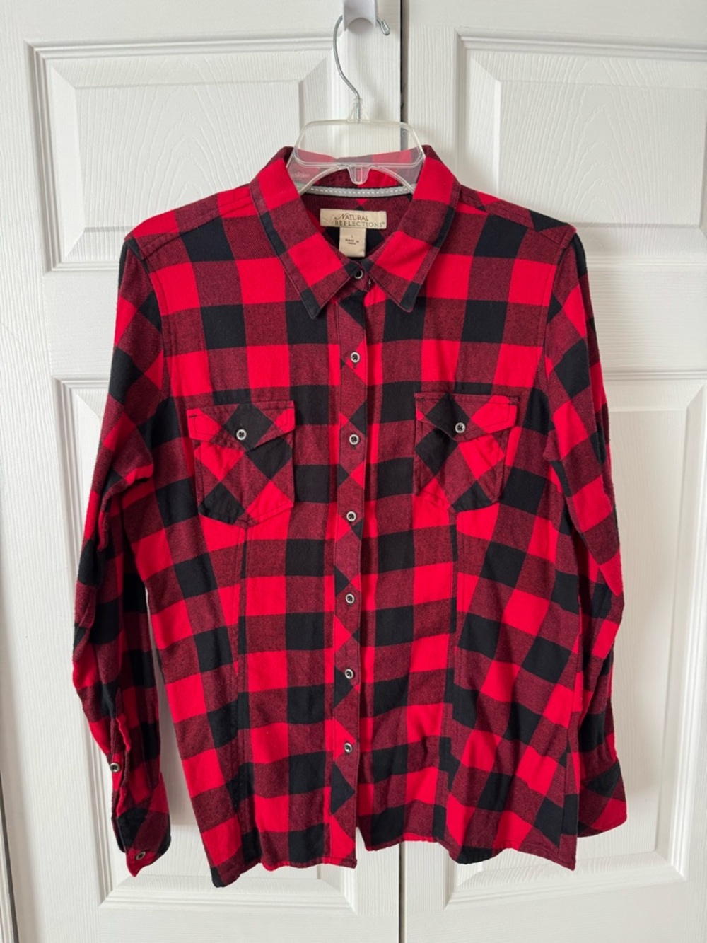 Natural Reflections Red and Black Plaid Button-Down Shirt